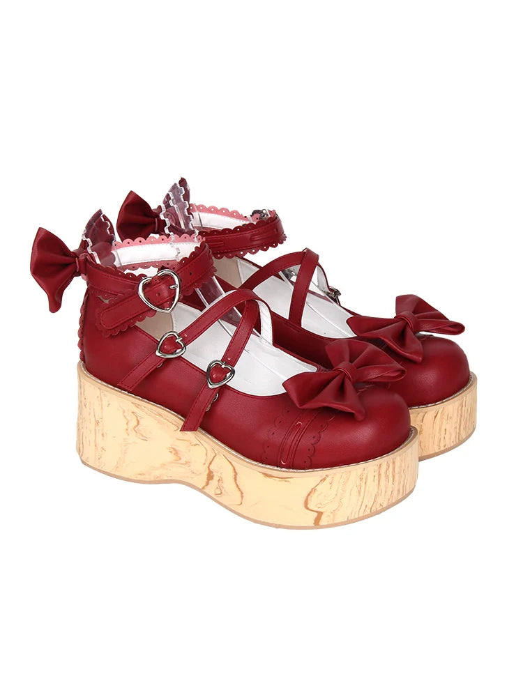 Princess Lolita Platform Shoes, Wood Grain Sole - image 2