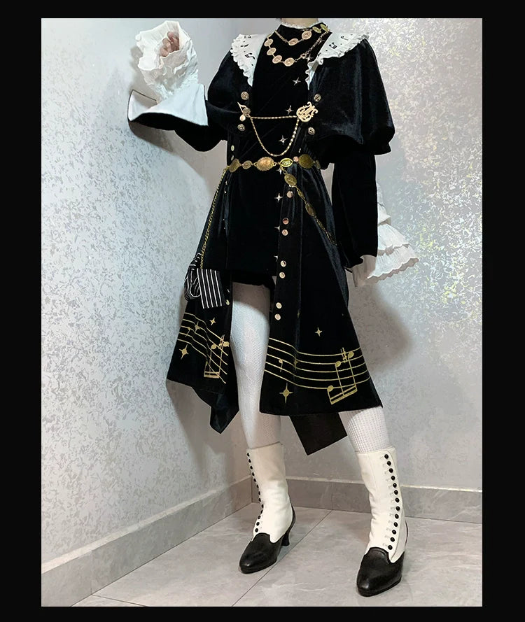 Black and White Sonata - Ouji Lolita Vest Suit and Vintage Lolita OP Dress - image 17