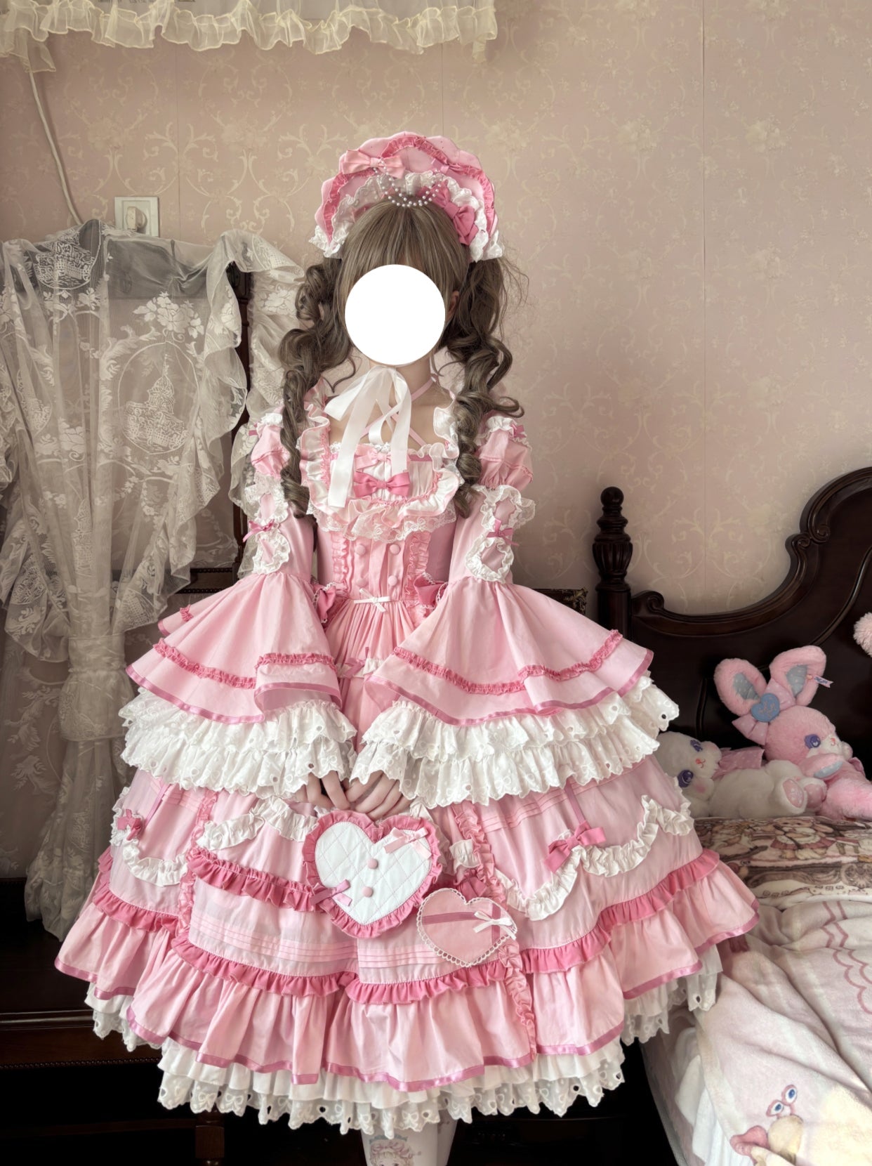 Audelia - Plus Size Sweet Lolita OP with Halter Neckline and Accessories - image 3