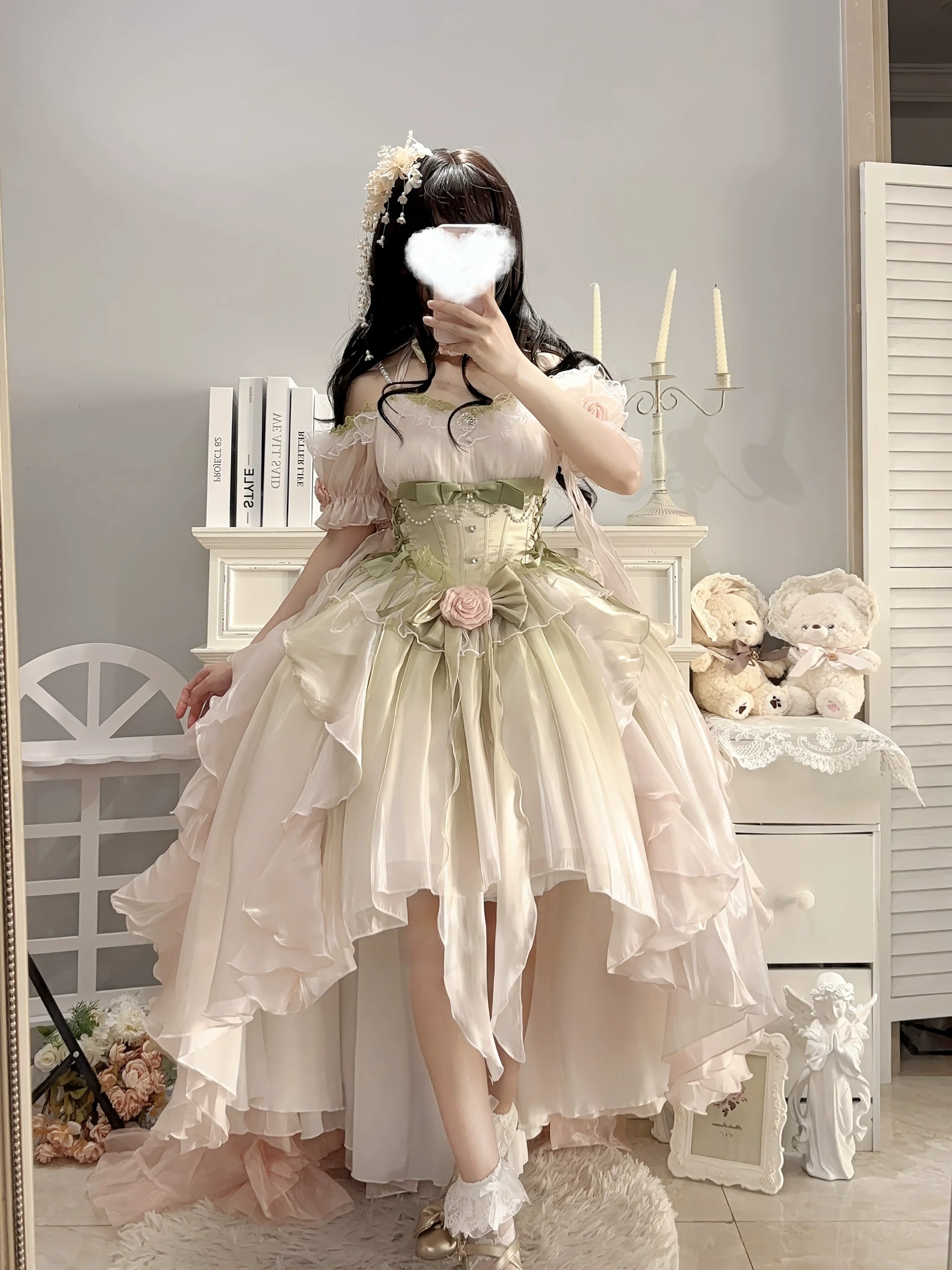 Midsummer Dream - Gradient Color Wedding Lolita JSK Dress Set, Fishbone Waist - image 15