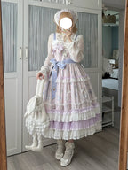 Bloom Lamb - Classic Lolita Embroidered JSK Dress, Tiered Hem - image 20