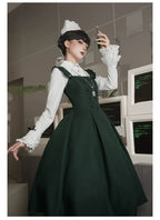 Abyss Clinic - Gothic Lolita Green Dress Set, Embroidery Accent - image 31