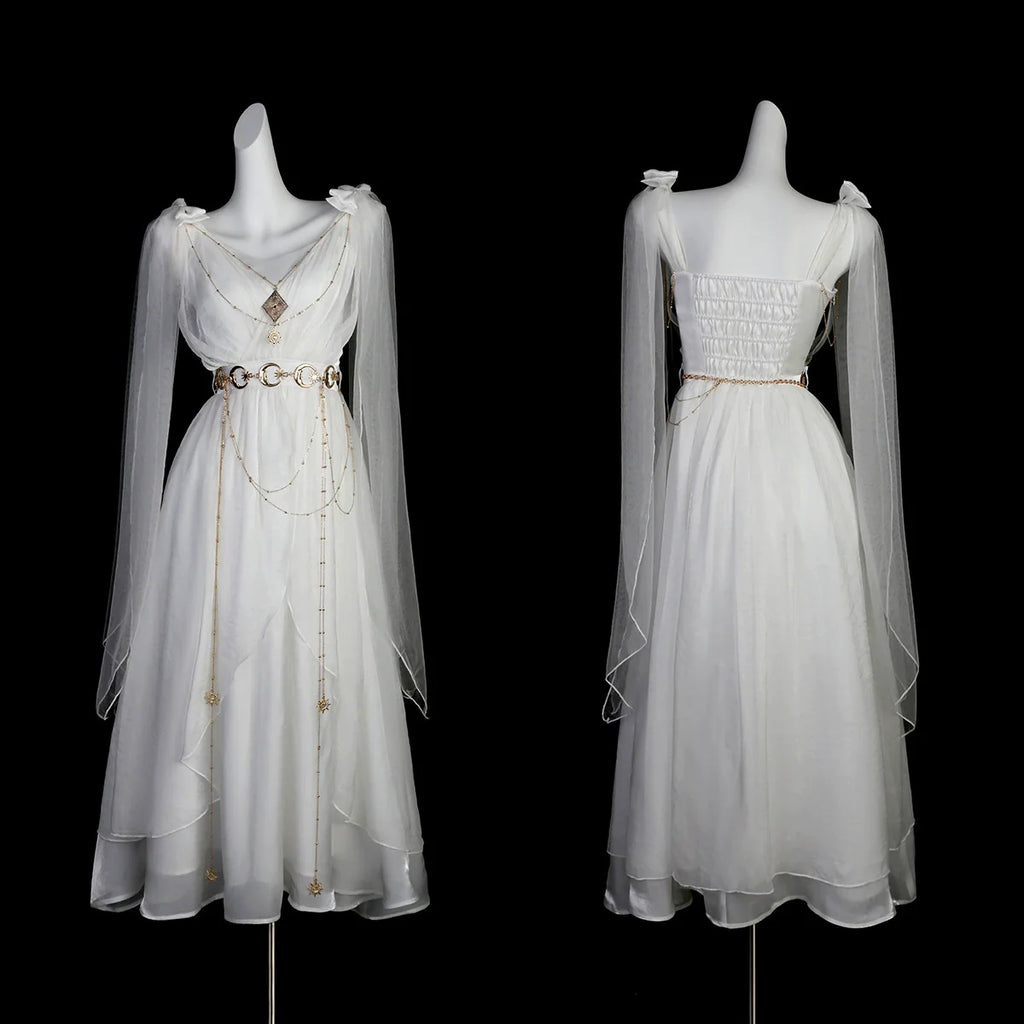Divine - Elegant Greek Mythology Style Lolita JSK Irregular Hem White JSK Dress - image 2