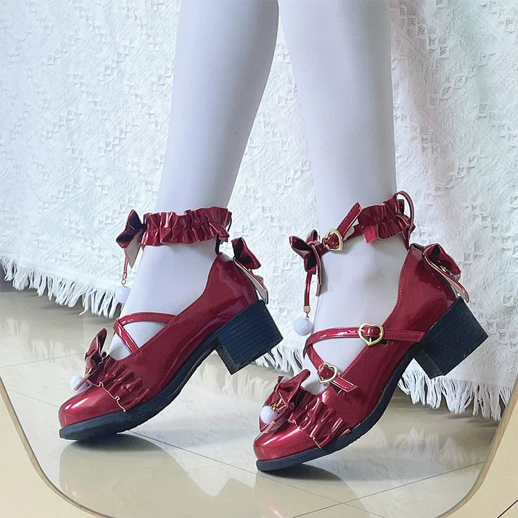 Fairy Godmothe - Preppy Style Flat Shoes Mid Heel Round Toe Lolita Shoes - image 12
