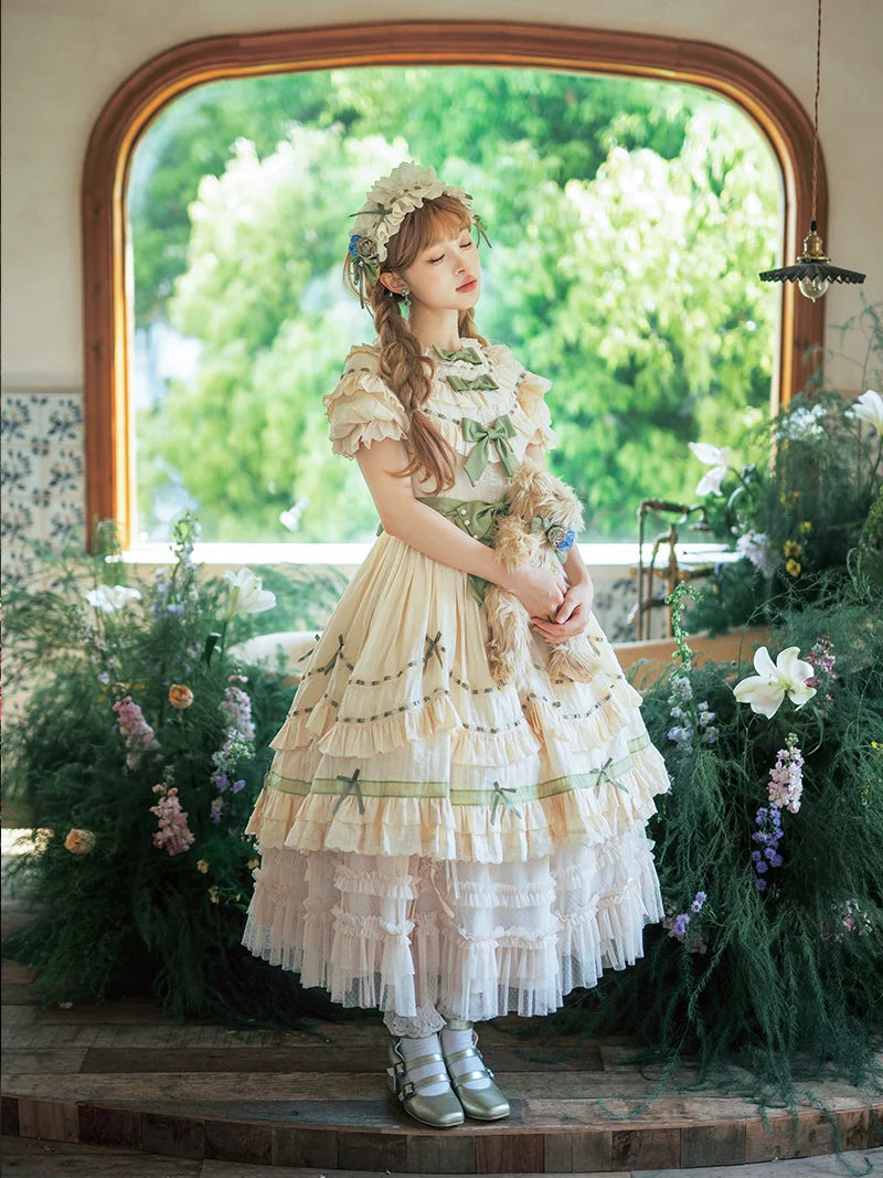 Lily of the Valley - Country Lolita OP Dress, Tiered Ruffles - image 1