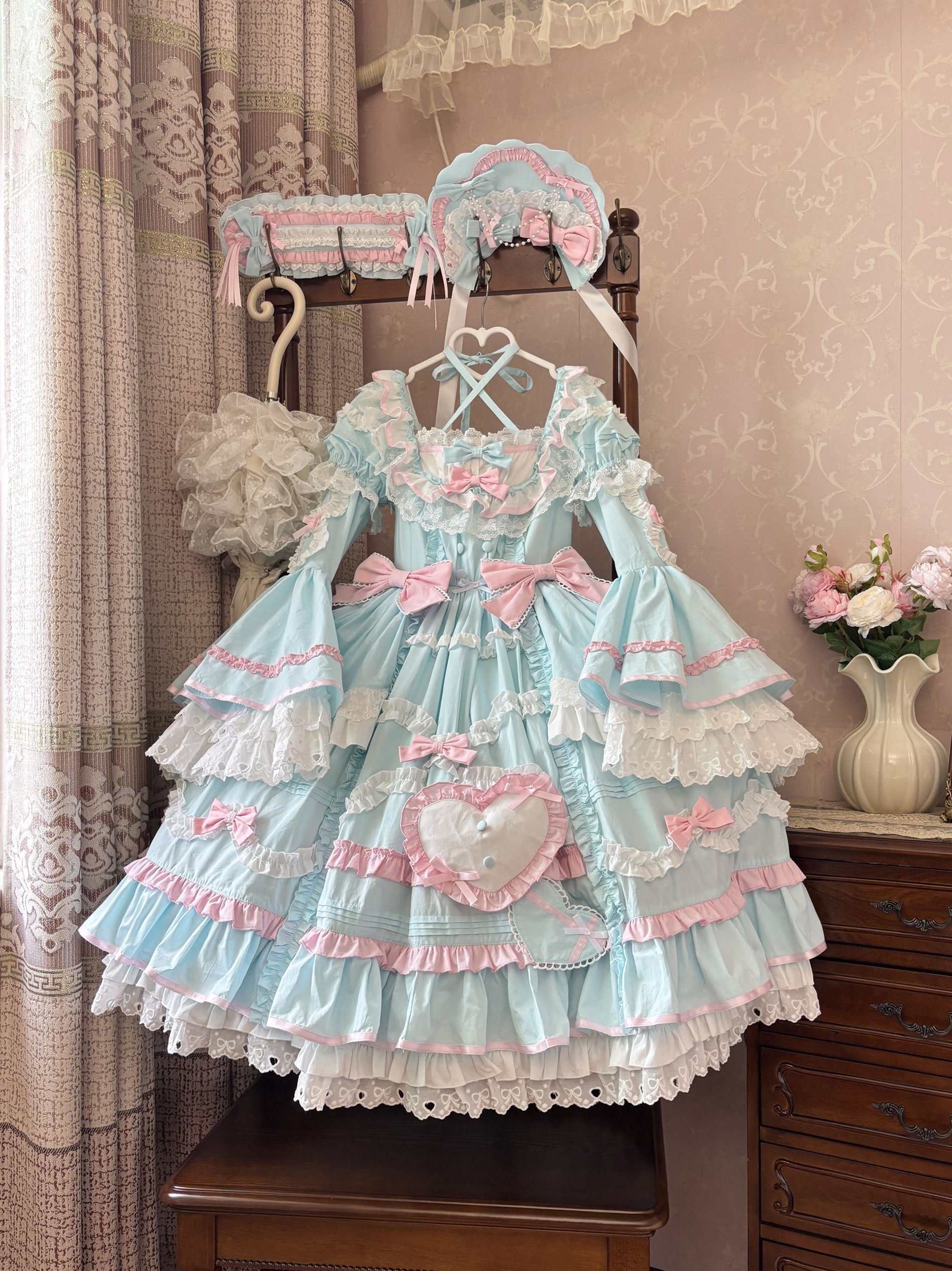 Audelia - Plus Size Sweet Lolita OP with Halter Neckline and Accessories - image 18