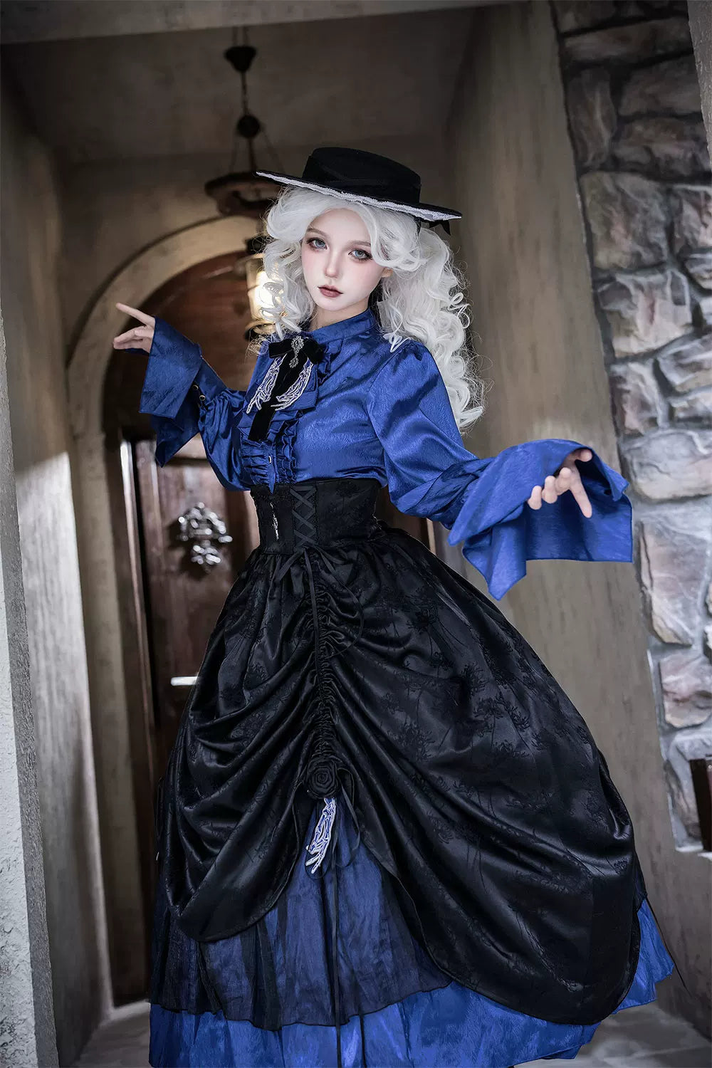 Moonnight Return - Ouji Lolita Stand Collar Shirt with Irregular Cuffs - image 10