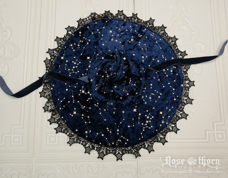 Polar Night Sky - Halloween Gorgeous Gilding Lolita Witch Hat - image 16