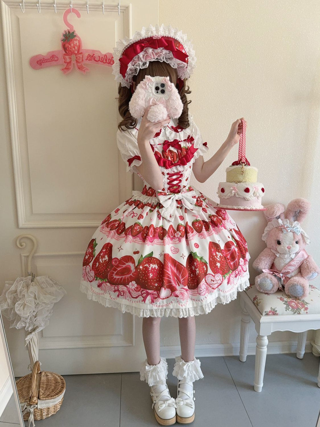 Strawberry Tale Sweet Lolita Strawberry Print JSK - image 1