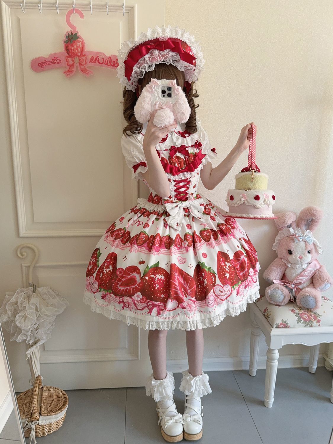 Strawberry Tale Sweet Lolita Strawberry Print JSK - image 1