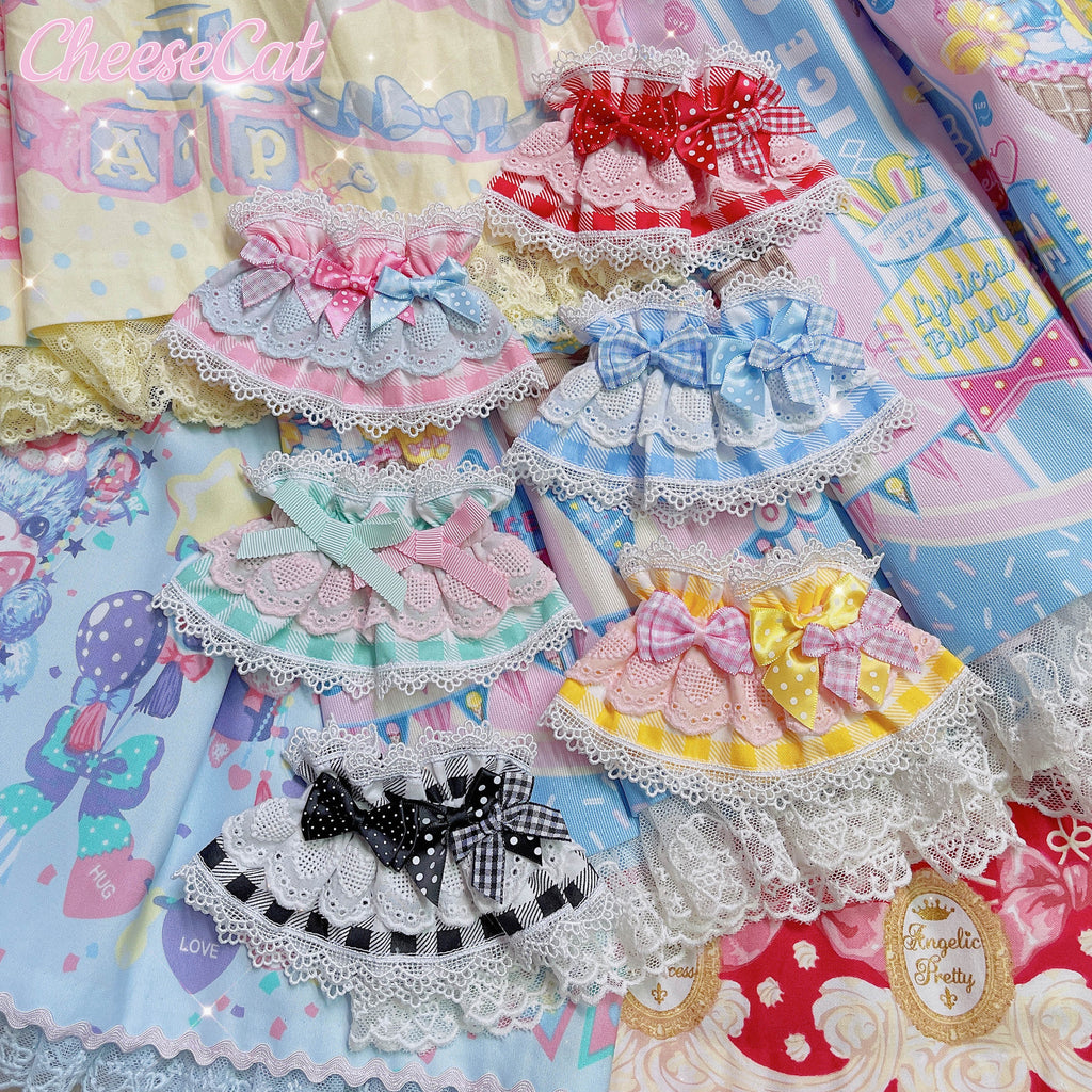 Cheese Cat - Sweet and Playful Strawberry Gingham Lace Cuffs - image 1