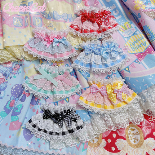 Cheese Cat - Sweet and Playful Strawberry Gingham Lace Cuffs - image 1
