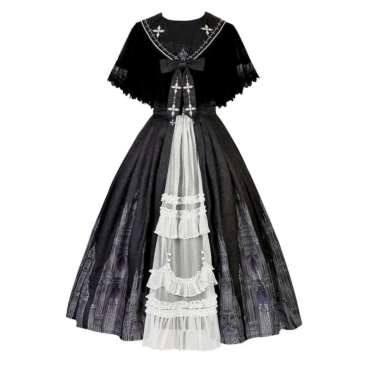 Silent Church - Gothic Lolita JSK Dress Printed Dress Thin Shawl Set - image 27
