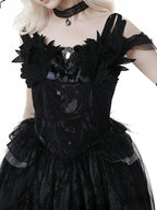Star Swan Dream - Black Gothic Lolita JSK Dress, Swan Embroidery - image 20