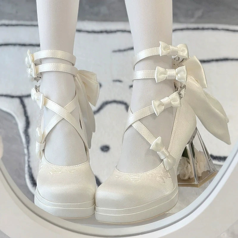 Glass Floral House - Elegant Lolita Shoes, Transparent Heels with 3D Floral - image 5