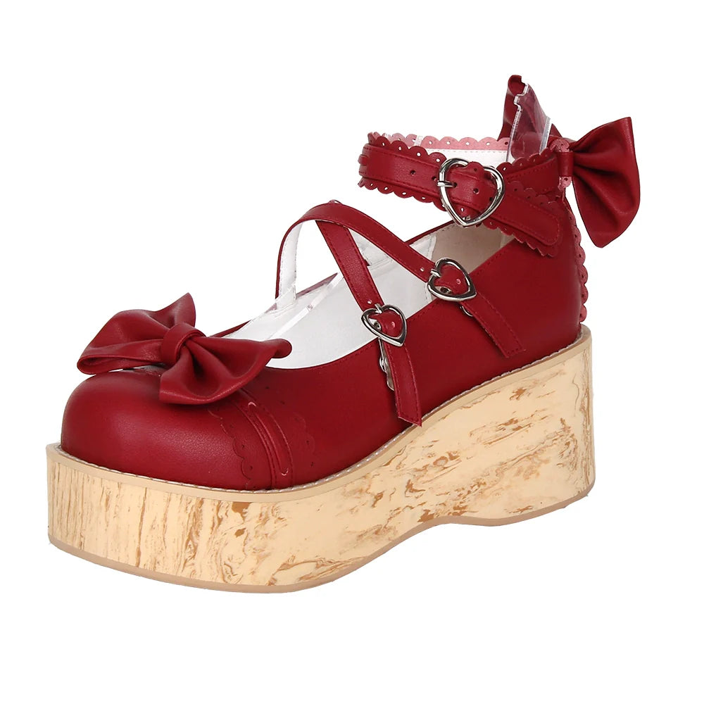 Princess Lolita Platform Shoes, Wood Grain Sole - image 11