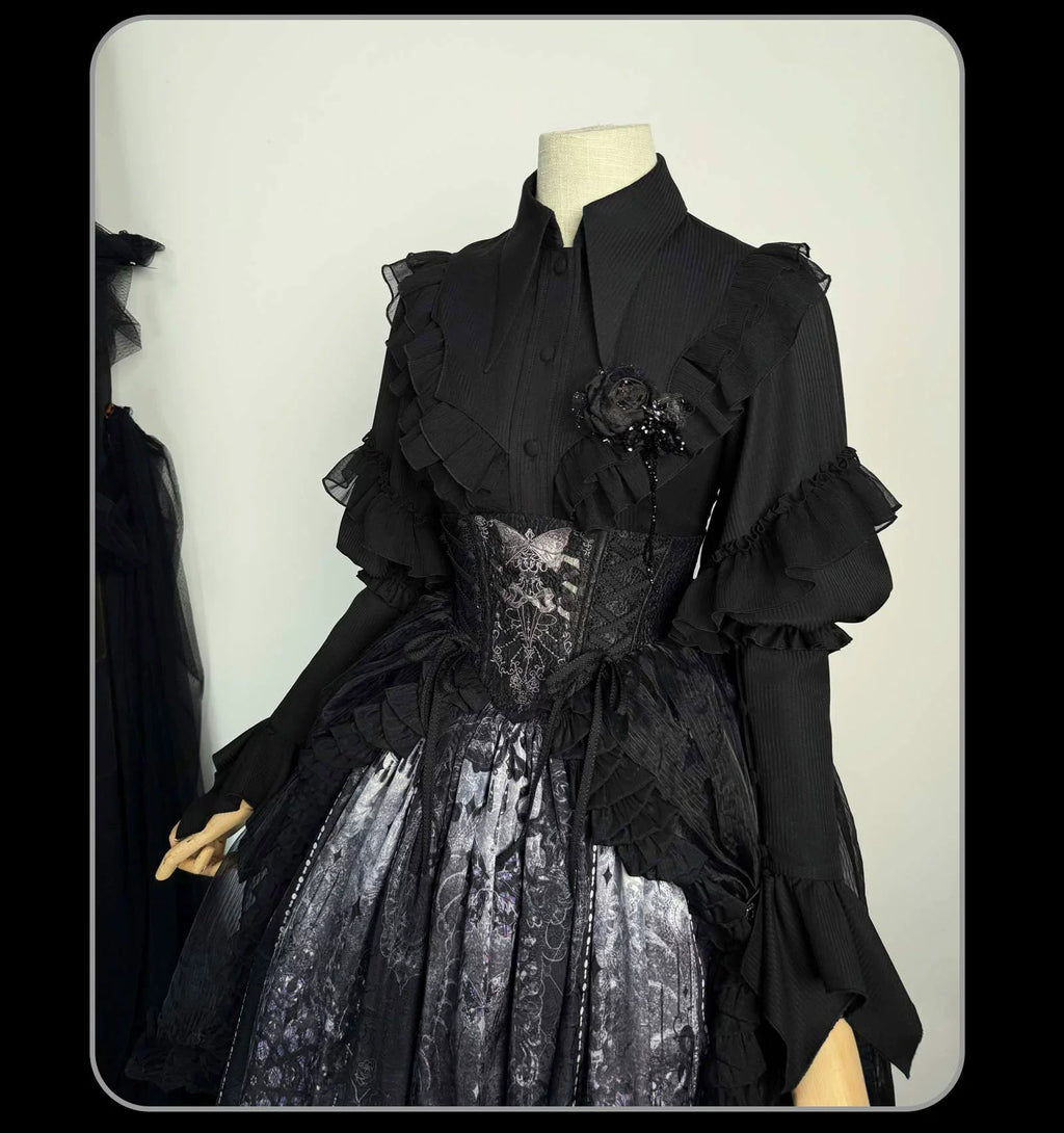 Bone-Eroded Butterfly - Gothic Lolita JSK & SK Set - image 47