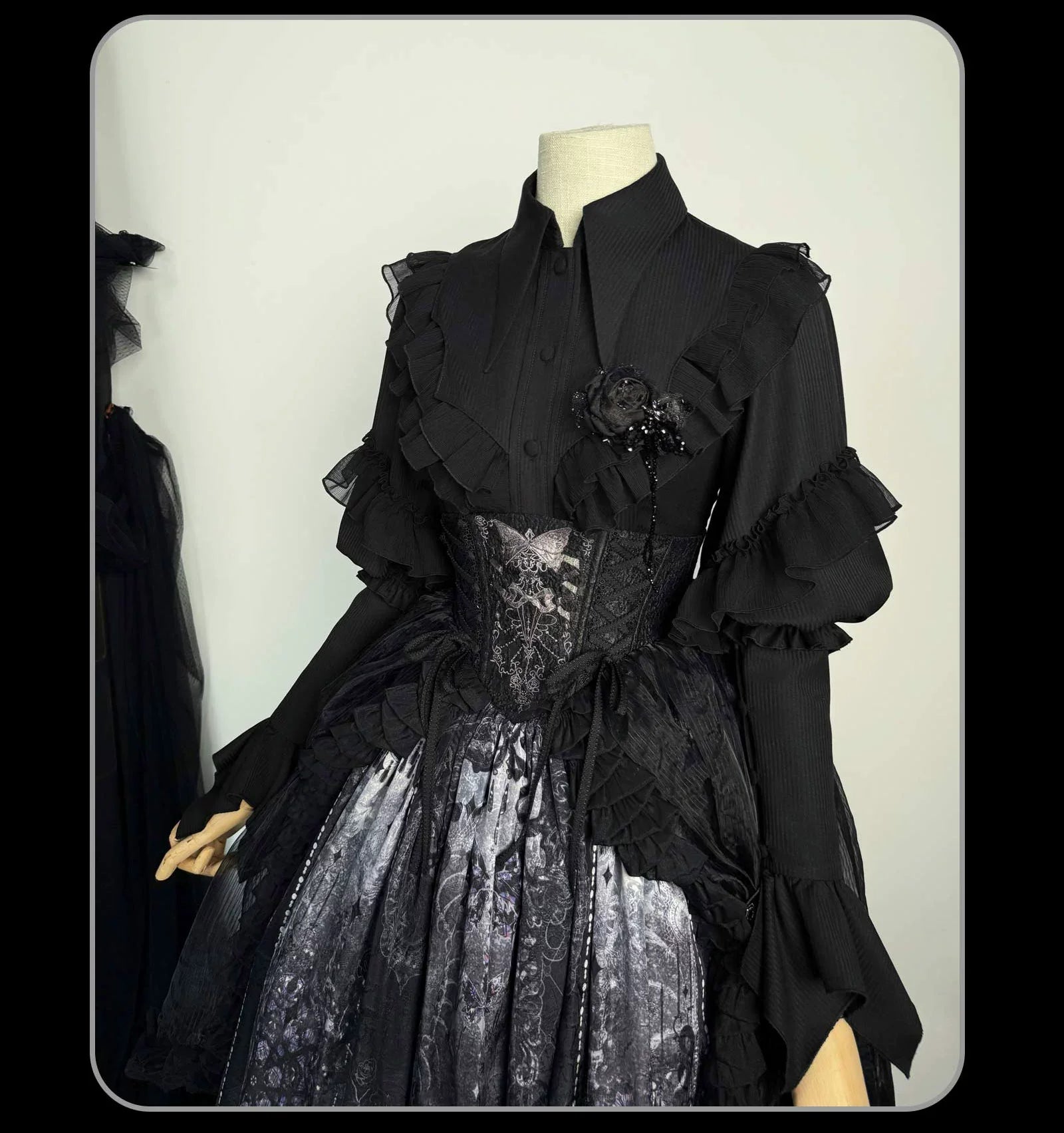 Bone-Eroded Butterfly - Gothic Lolita JSK & SK Set - image 47