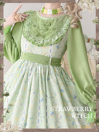Lily of the Valley Kitten - Country Lolita OP with Embroidery and Cat Print - image 9