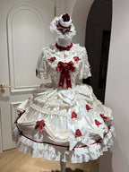 Paria Cream Strawberry Satin Lolita OP Dress and Accessories - image 26