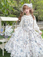 Meow Wreath - Classic Lolita Button Closure JSK Dress, Cat and Wreath Print - image 2