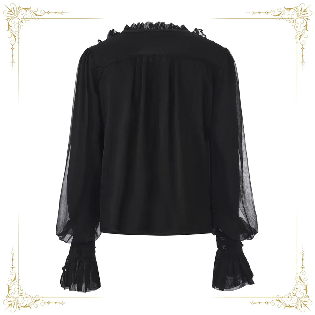 Eternal Treasure Voyage - Ouji Lolita Chiffon Blouse with Ruffles - image 4