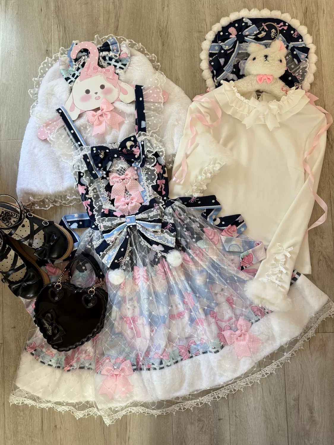 Candy Mary Cat - Fluffy Sweet Lolita JSK Dress, Kitten Print - image 23