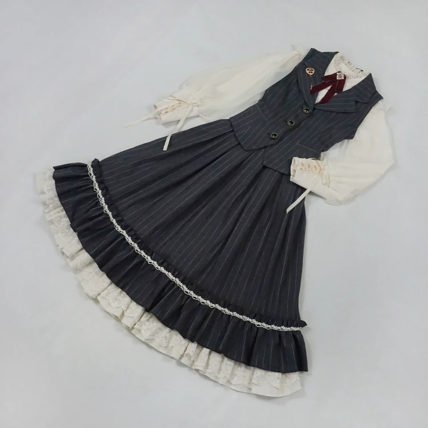 Rose Doll - Elegant Lolita Striped Fishbone Skirt - image 84