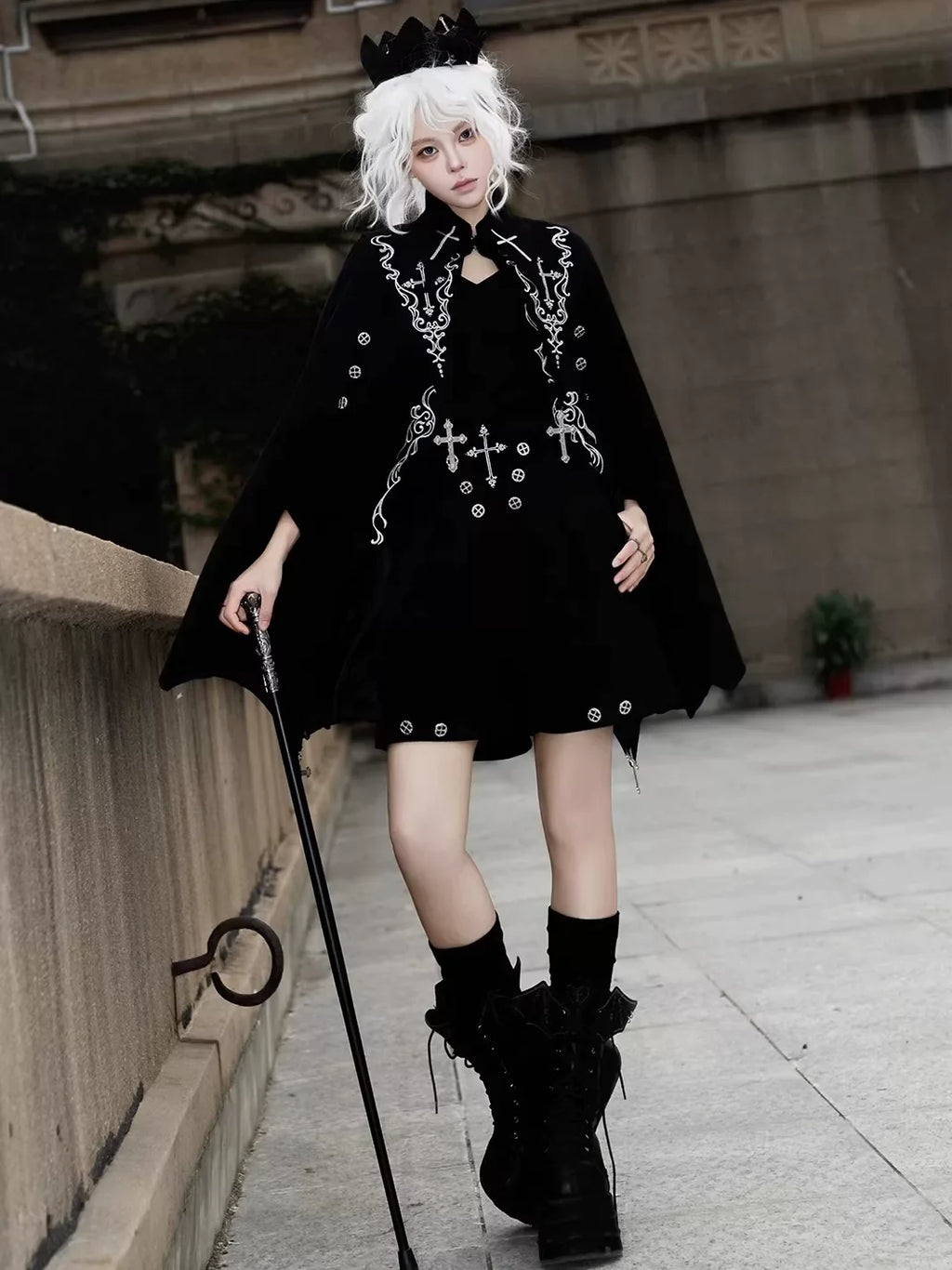 Nightfall - Ouji Lolita Outfit, Bat Wing Shaped Cape - image 4