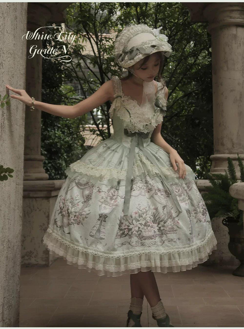 Lily Maiden - Classic Lolita JSK Dress, Lily Embroidery and Accessories - image 9