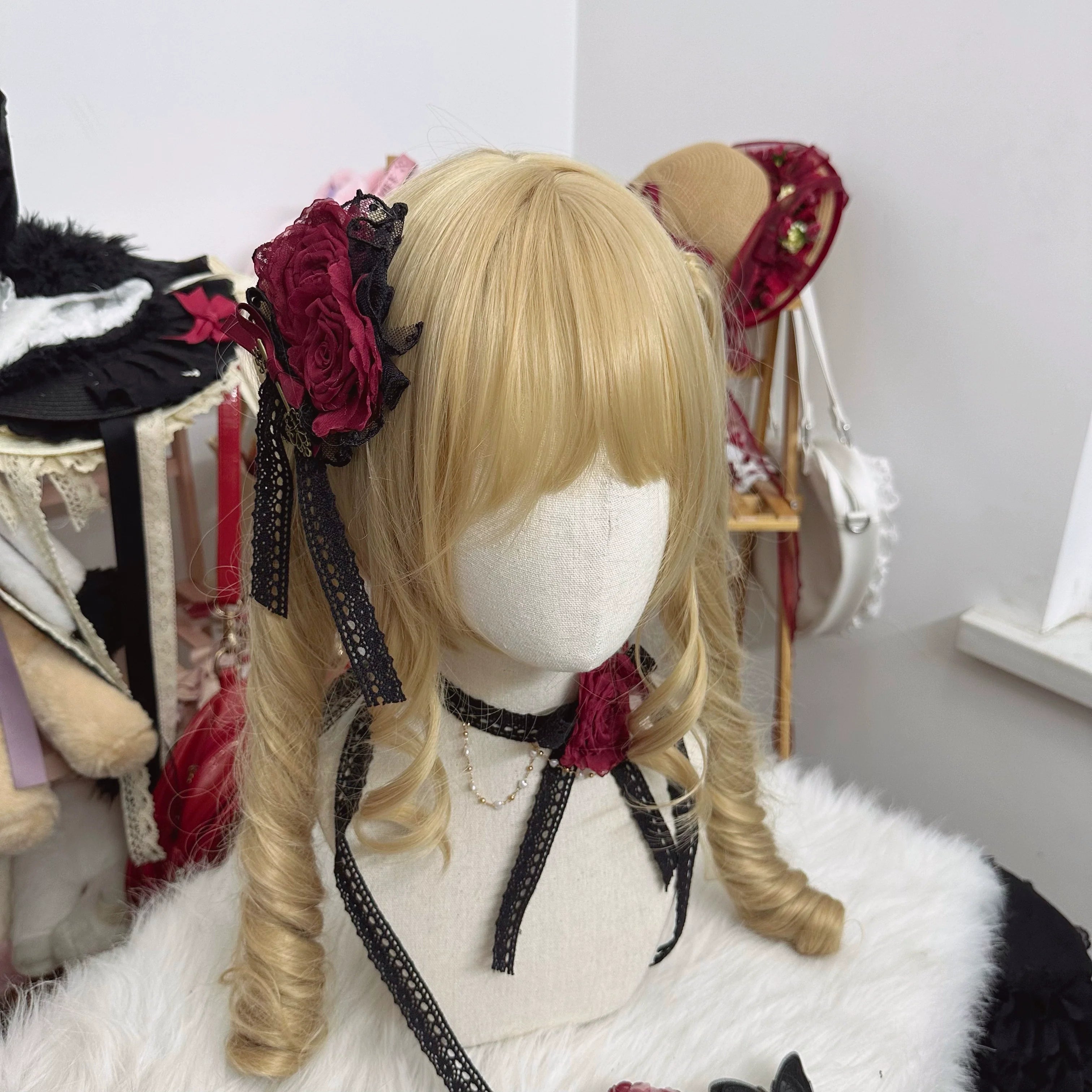 Elegant Lolita Rose Choker Handmade Headdress Set Multicolors - image 21