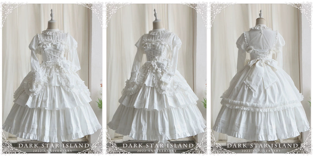Cotton Gothic Lolita Long JSK, Drawn-up Hem - image 7