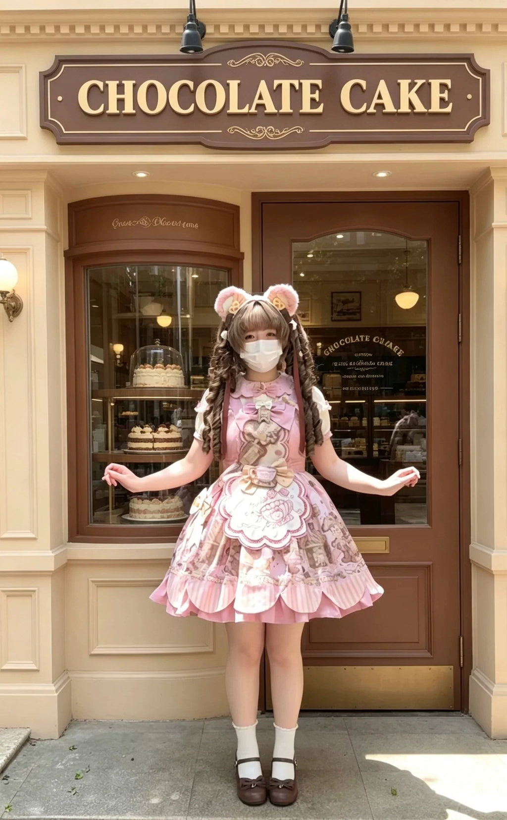 Bear Biscuit SP - Kawaii Lolita Bear Printed Dress Set with Bows - image 37