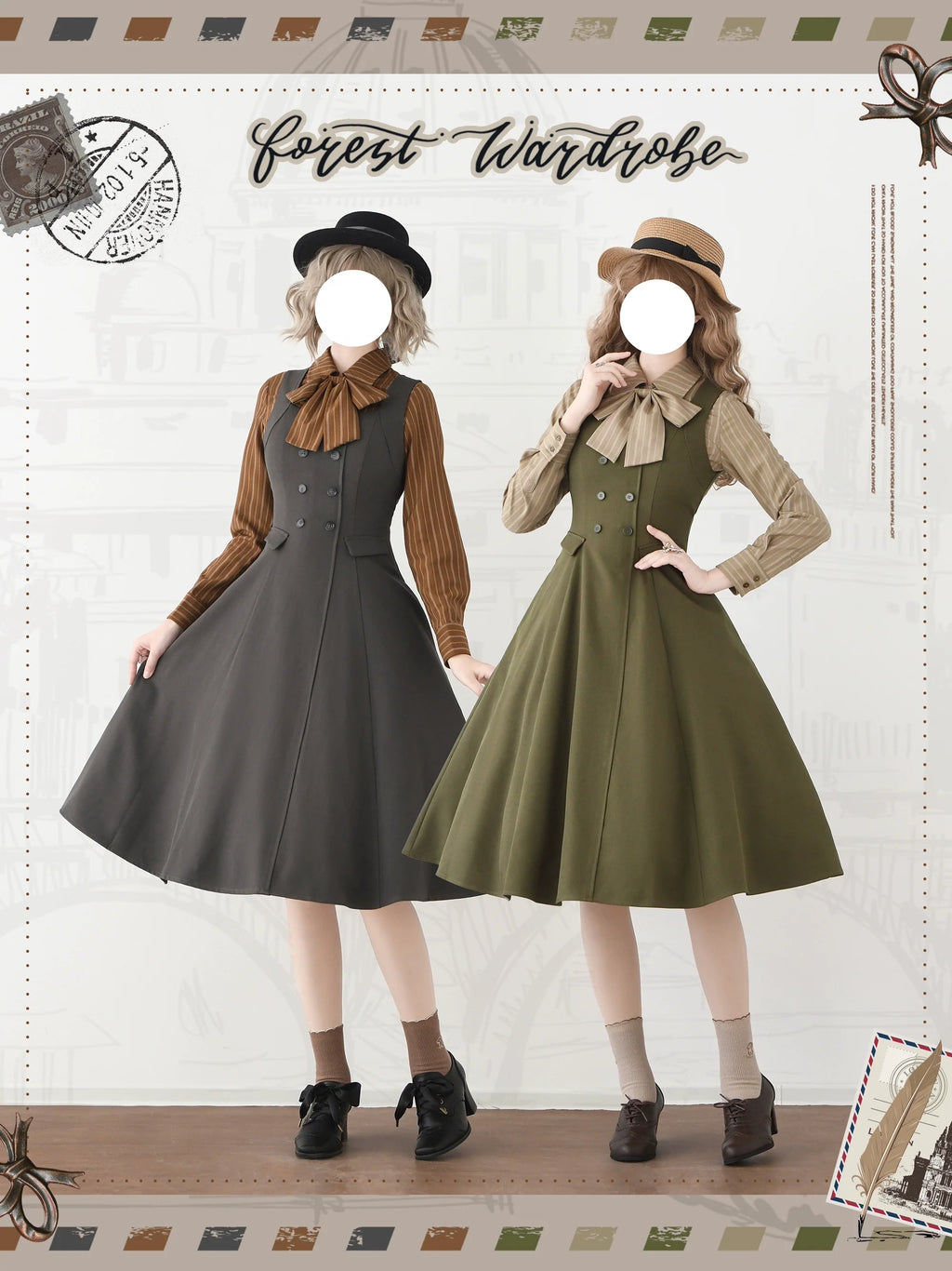 Foggy Forest - Elegant Lolita A-line JSK Dress, Side Pockets - image 6