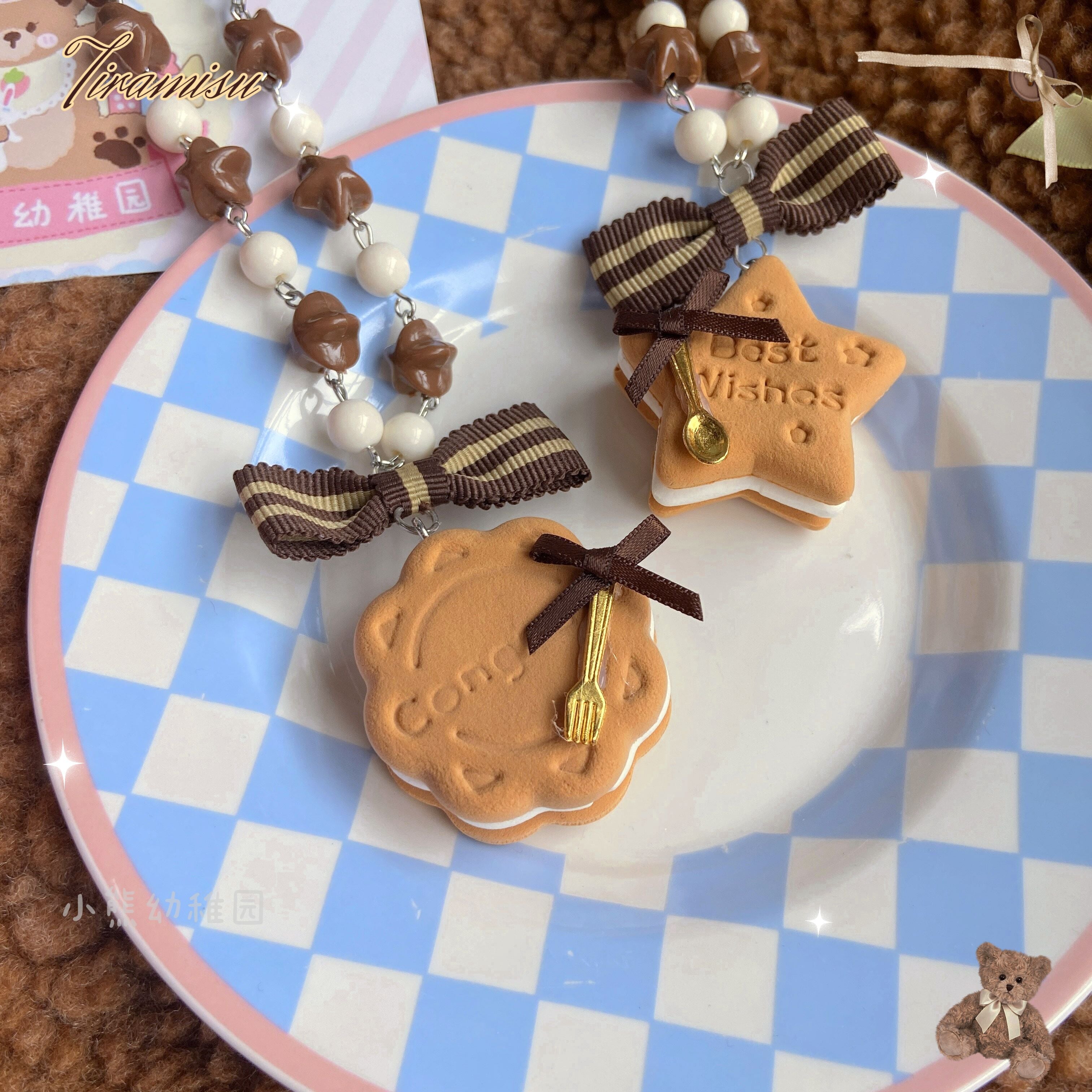 Sweet Cookie Charm Set - Kawaii Lolita Necklace and Hairclip - image 6