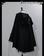 Black Cat - Black Ouji Lolita Cape with Cool Cat Ear Hood - image 16