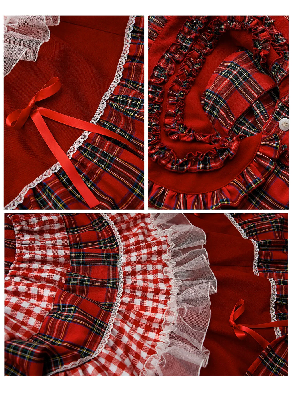 Vintage Lolita OP Dress Red Lolita Plaid Dress for Spring Summer - image 26