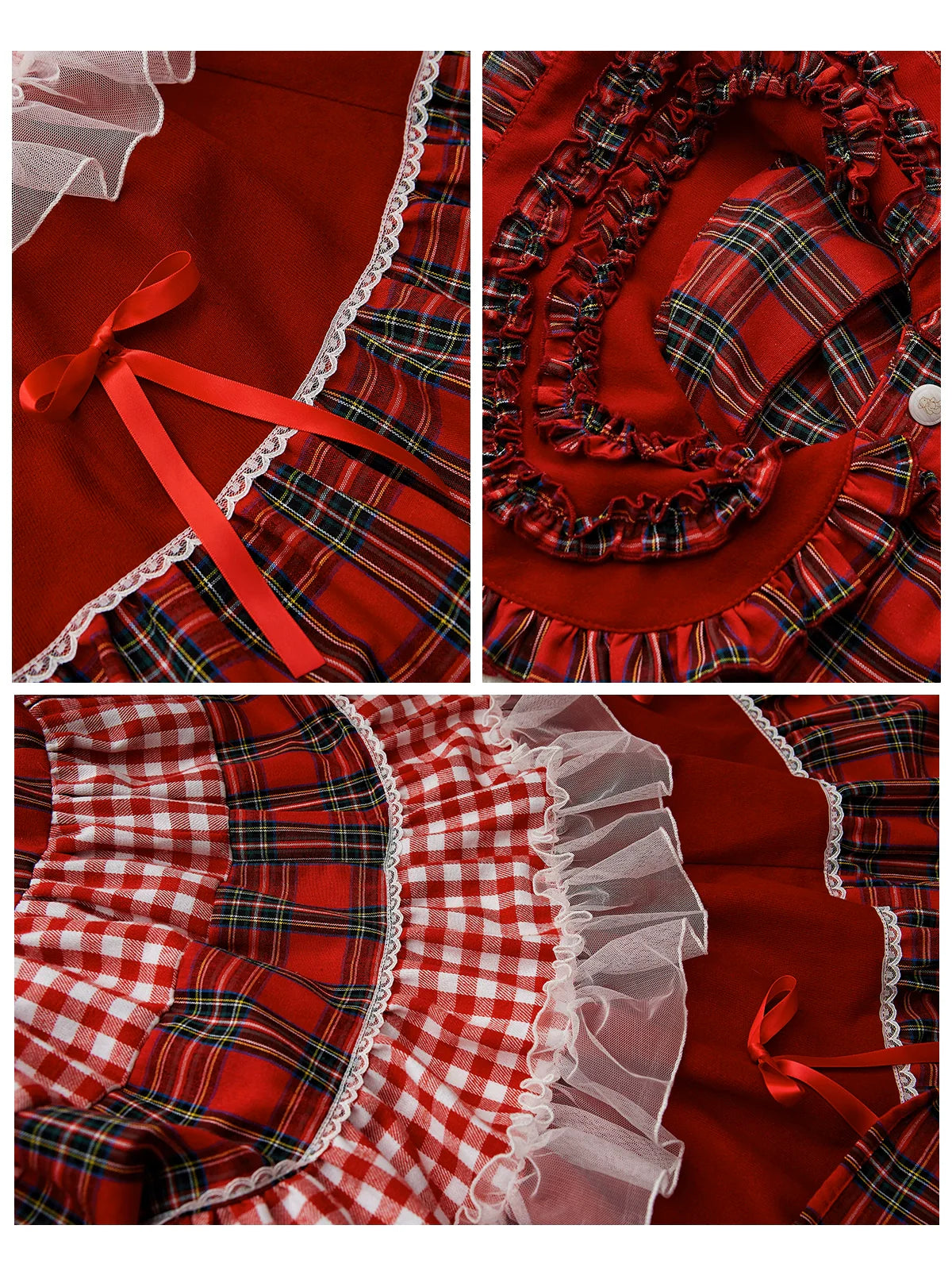 Vintage Lolita OP Dress Red Lolita Plaid Dress for Spring Summer - image 26