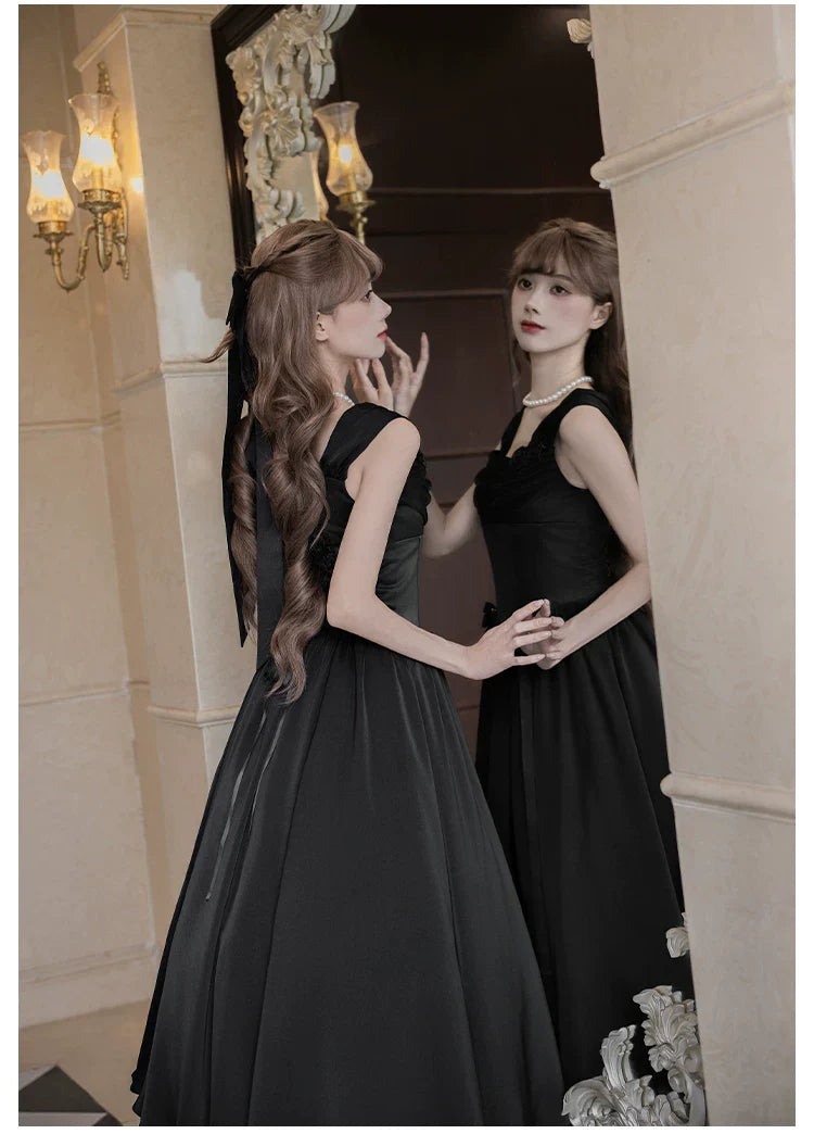 For Beloved - Classic Lolita Satin JSK Dress Set, Fishbone Waist - image 11