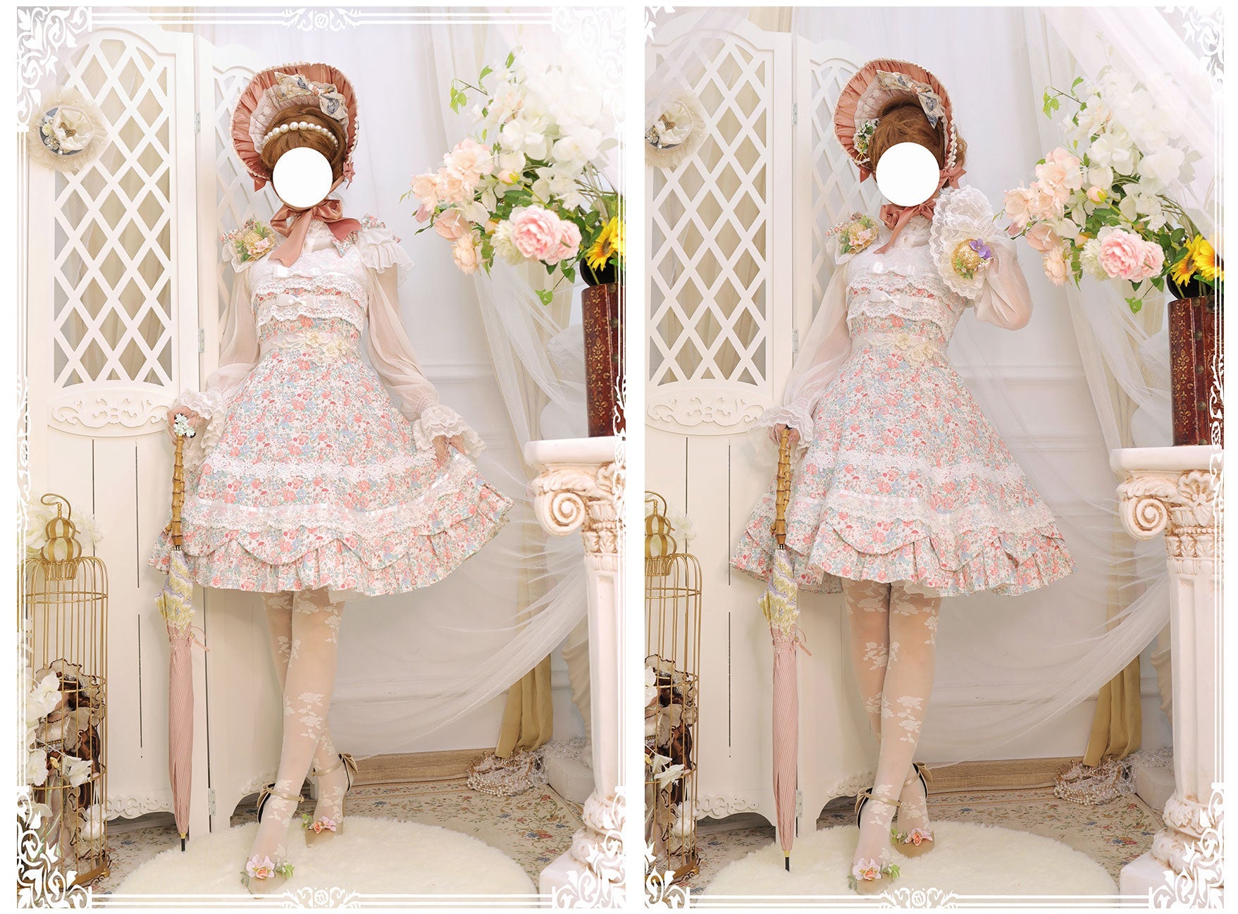 Solid Color Lolita Casual Dress Floral Dress JSK - image 14