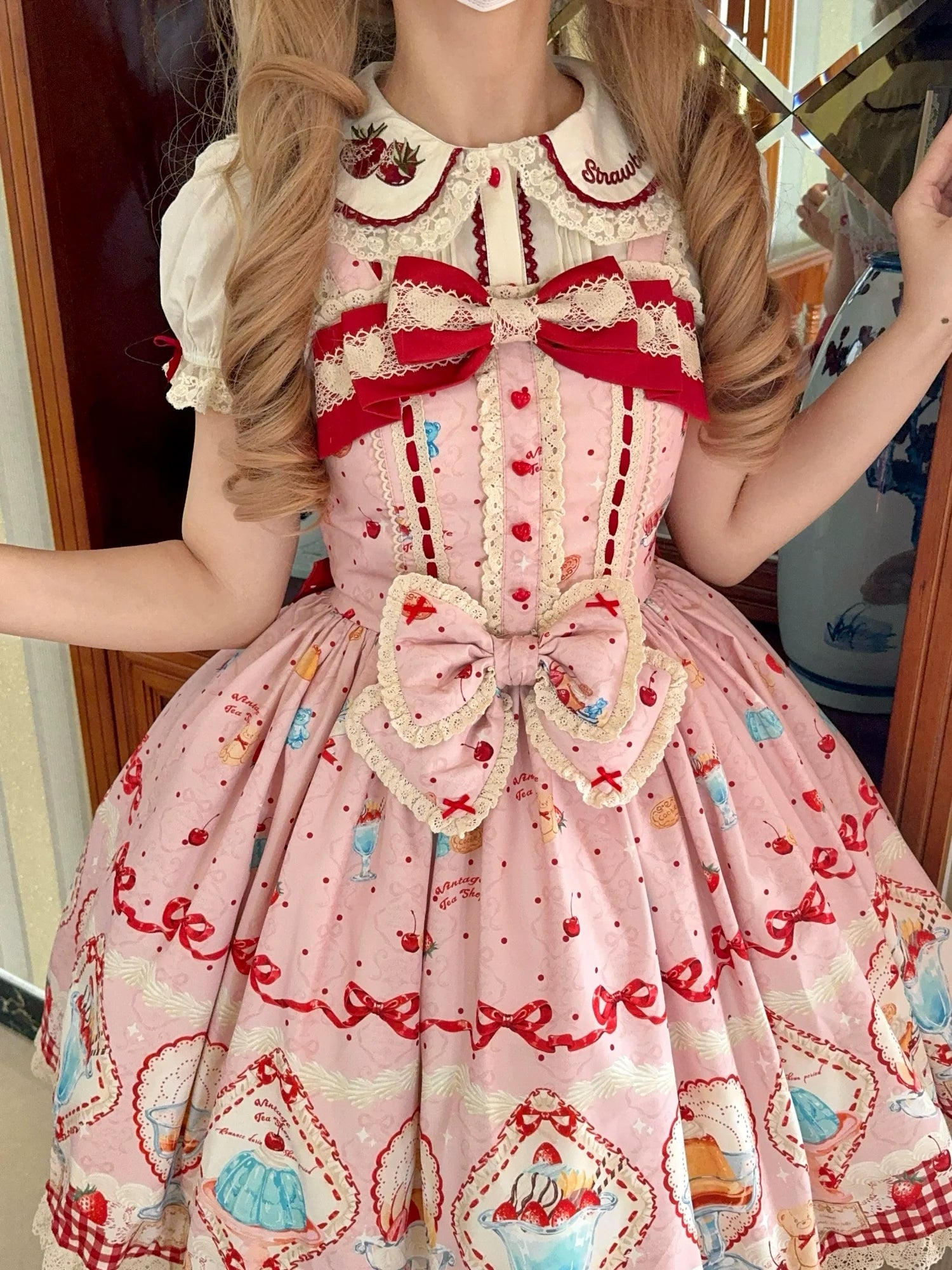 Showa Dessert Showcase - Kawaii Lolita JSK/Salopette Dress Suit, Pudding-Inspired - image 61