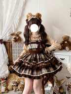 Caramel Cocoa - Sweet Lolita JSK Plaid Design Autumn and Winter Dress - image 1