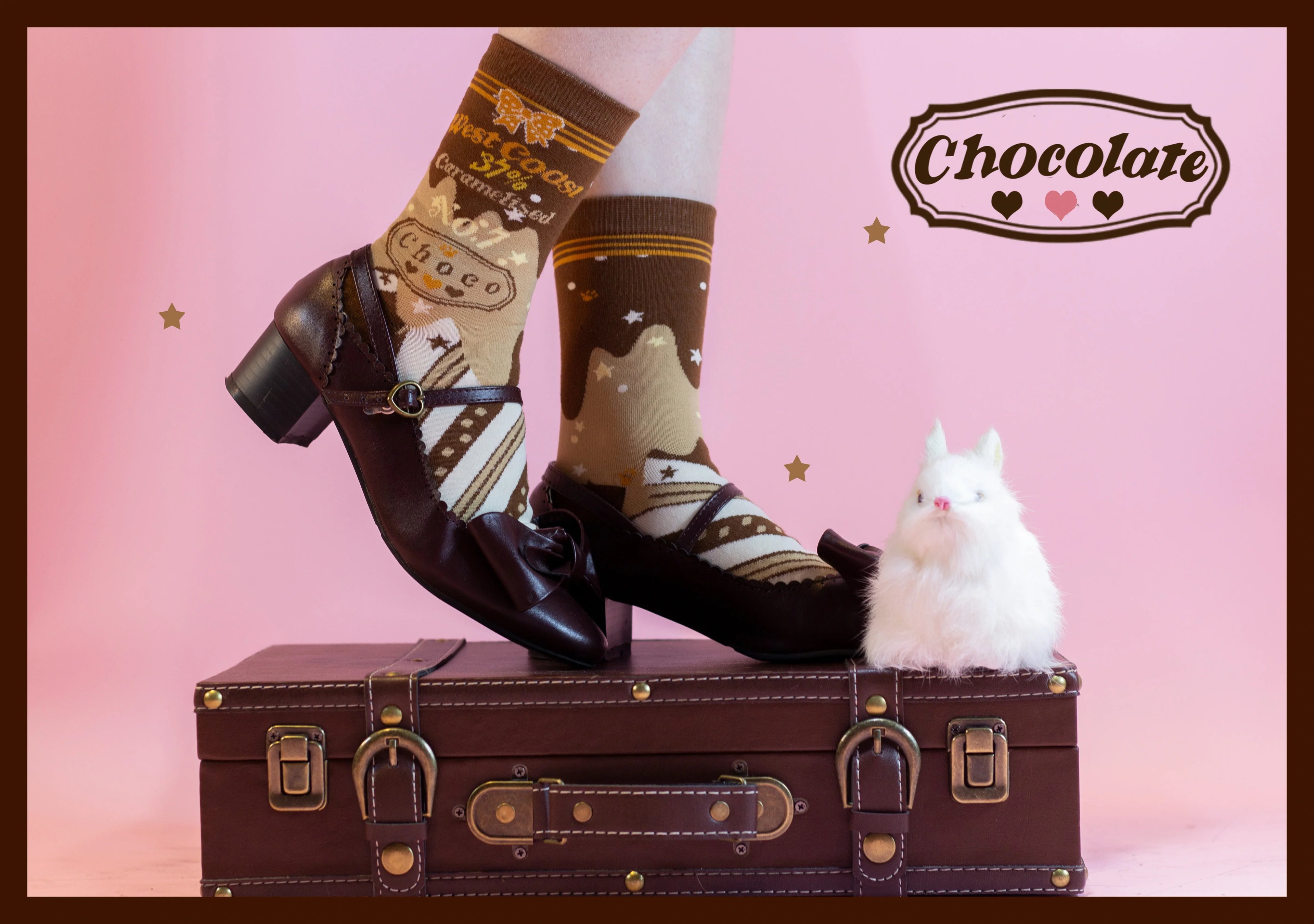 Kawaii Lolita Chocolate Color Cotton Socks - image 37