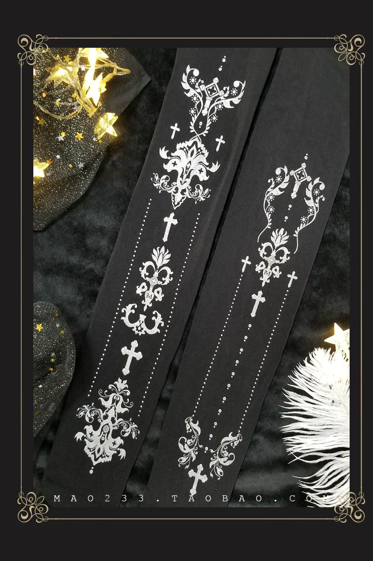Elegant Lolita Gold Foil Printed Tights - image 27