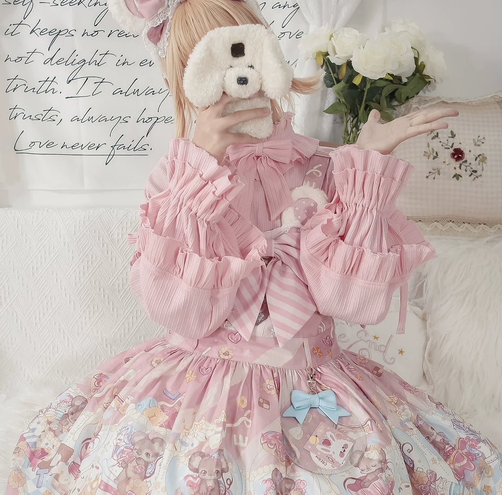 First Snow - Sweet Lolita Sweater Winter Puff Sleeve Knitting Innerwear - image 9