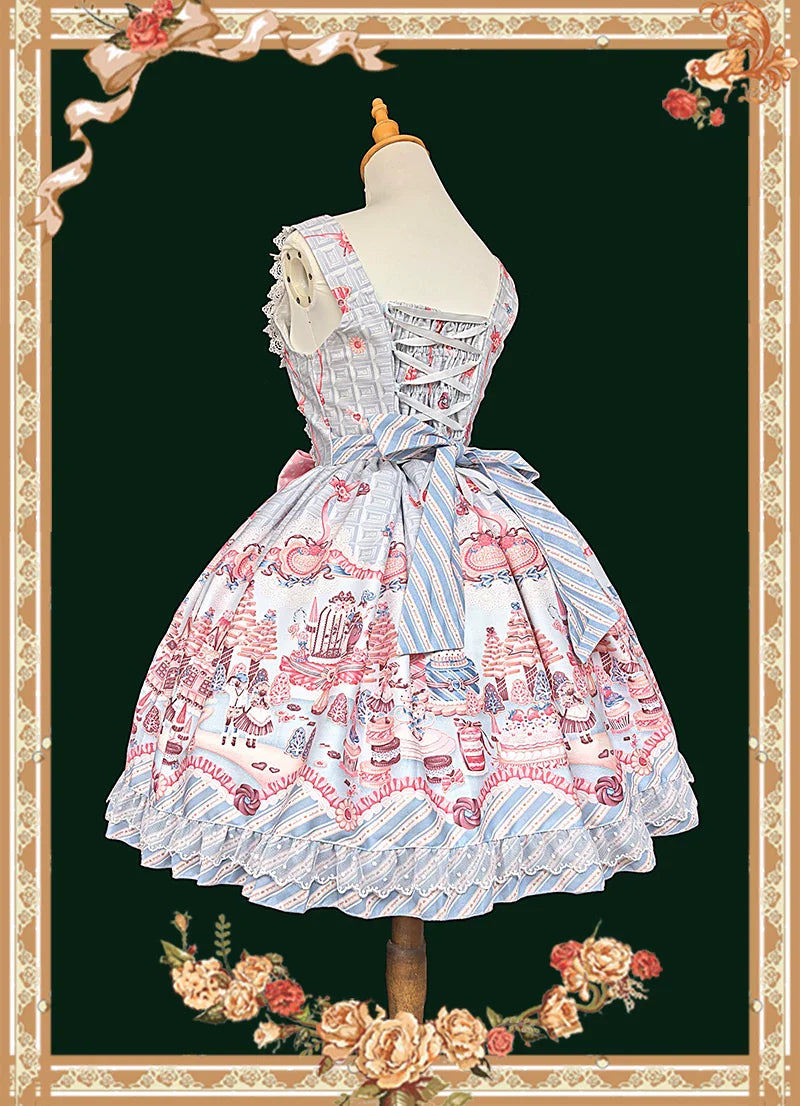 Candy House - Old School Lolita Cake Print JSK Dress, Side Zipper and Accessories - image 10