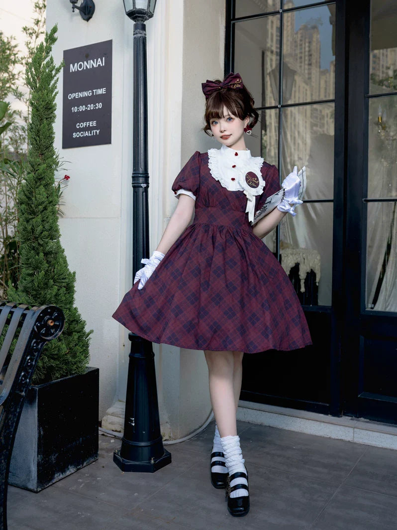 Showa Girl - Classic Lolita Showa Retro Idol Plaid OP Dress - image 1