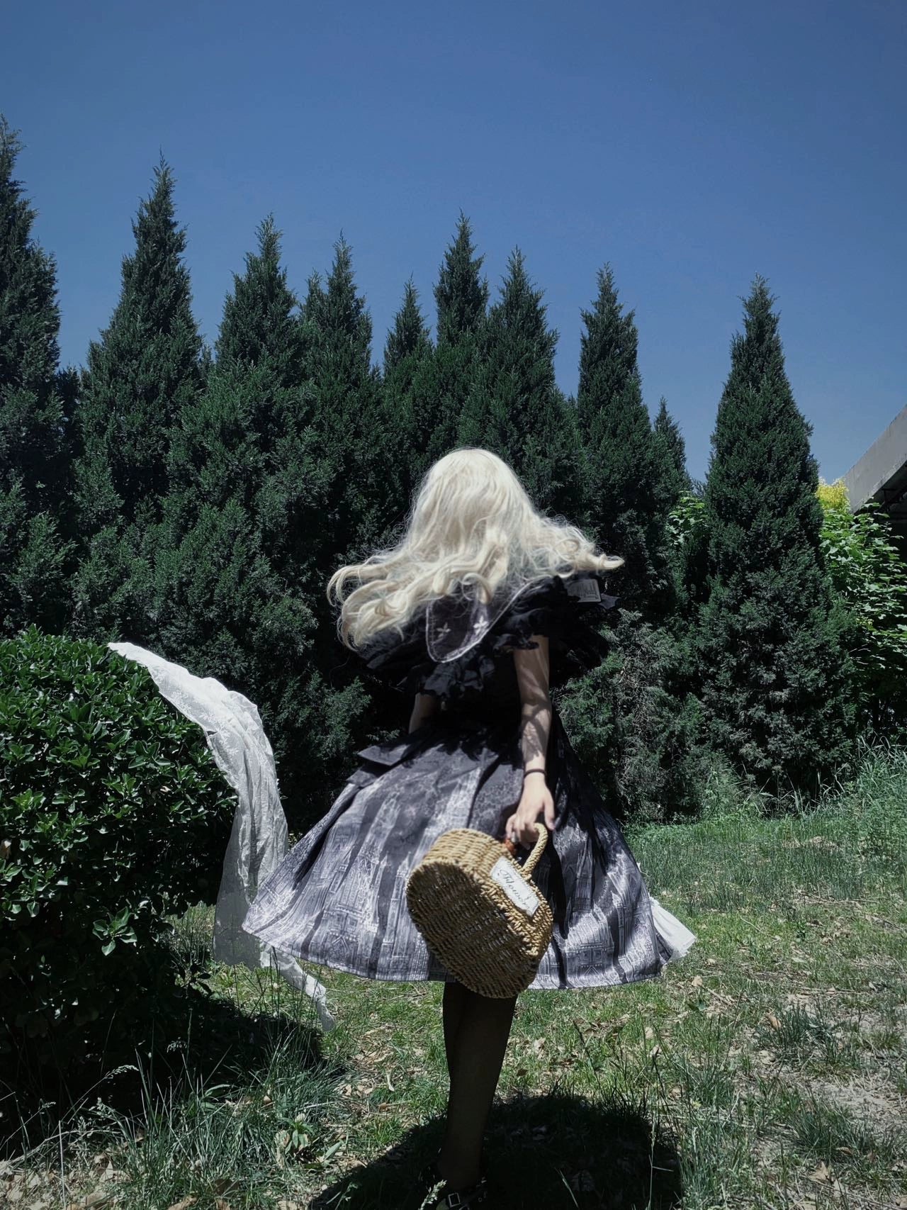Silent Church - Gothic Lolita JSK Dress Printed Dress Thin Shawl Set - image 17
