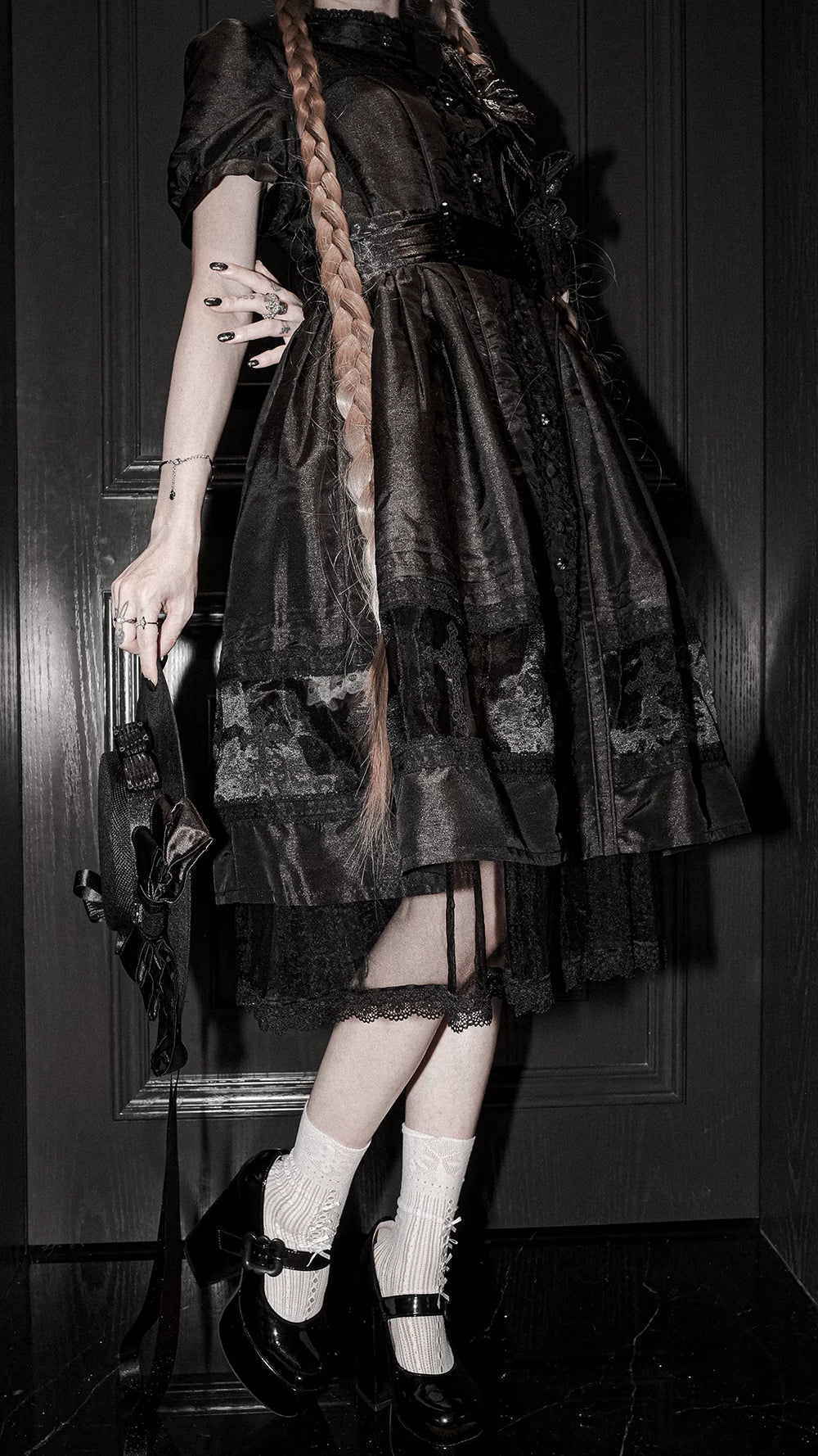 Ghost Orchid - Gothic Lolita OP Dress, Embroidered Cross - image 18