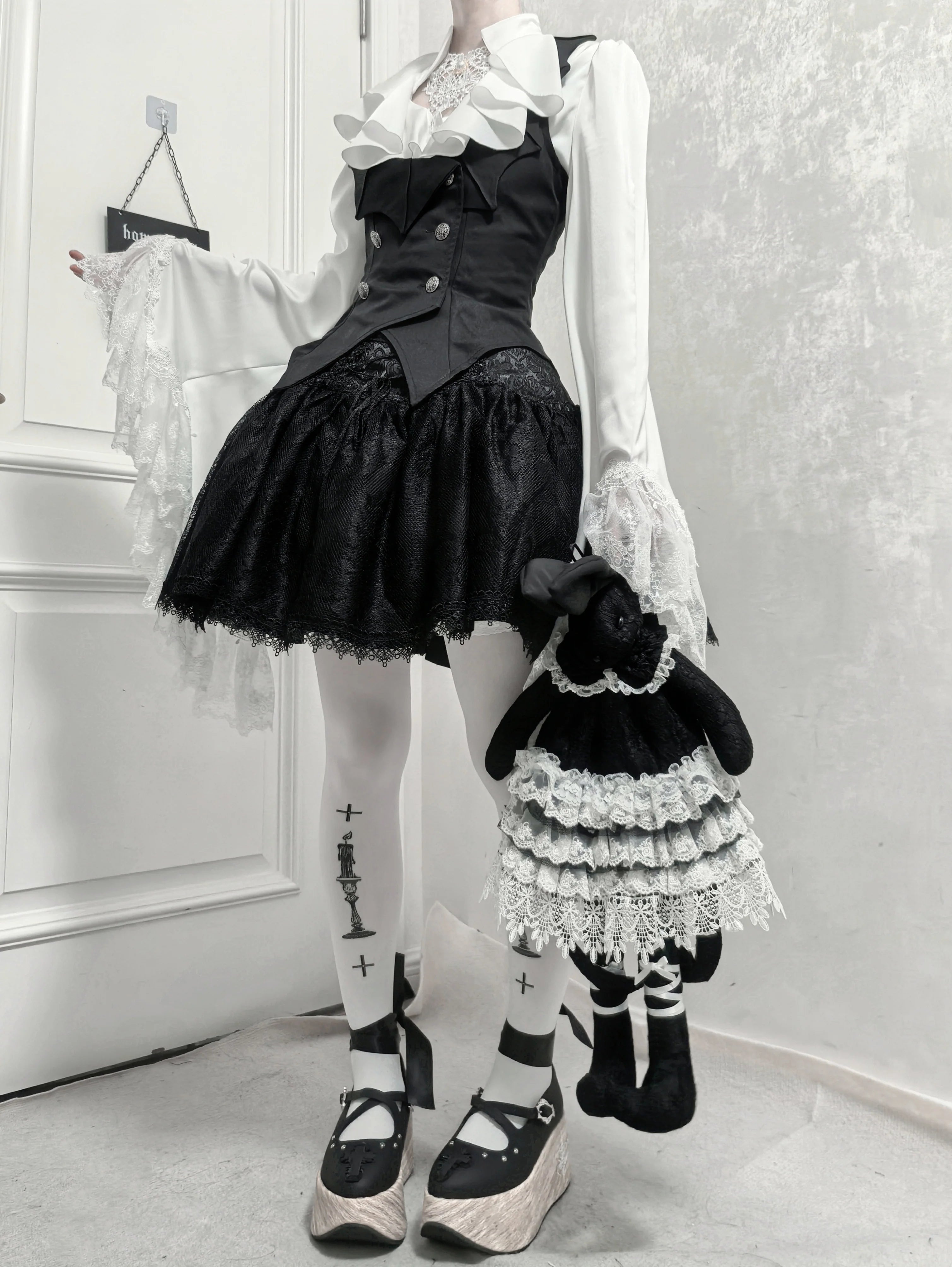 Butterfly Shadow - Gothic Lolita Ruffled Tailcoat Blouse - image 13